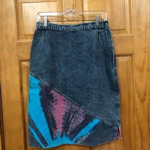 Tie dye denim skirt